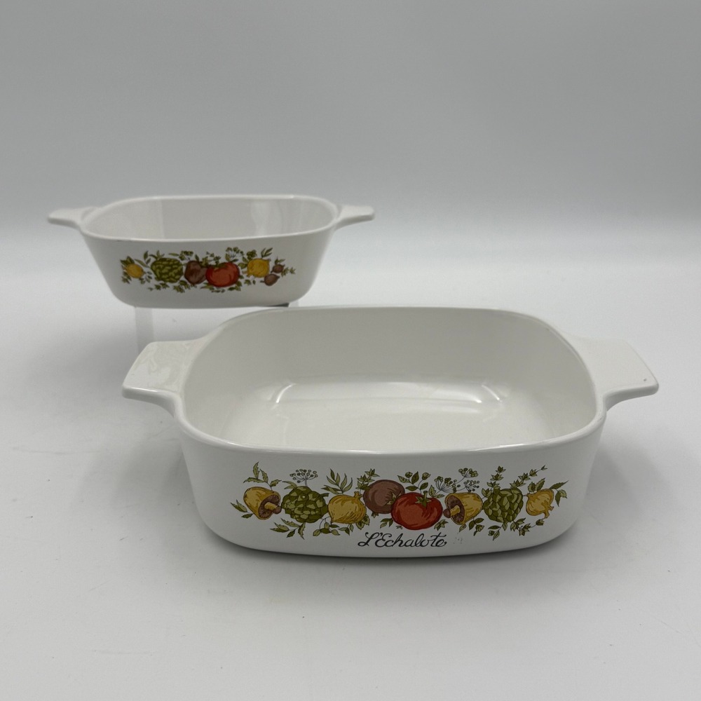 Vintage Corning Ware La Marjolaine L'Echalote Casserole Set A-1-B 1 Quart 2pc